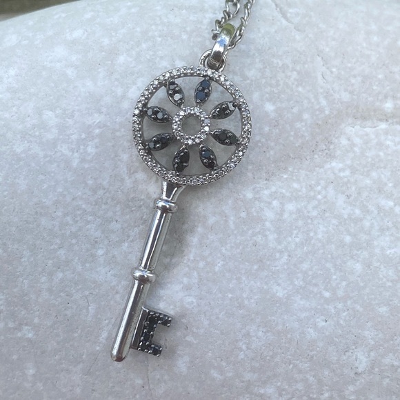 Kay Jewelers Jewelry - Genuine Black and white Diamonds Key Necklace .925 Sterling Silver Kay Jewelers